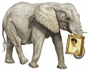 Elefant mit Egon Schiele